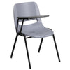 Gray Ergonomic Shell Chair with Right Handed Flip-Up Tablet Arm - Flash Furniture
