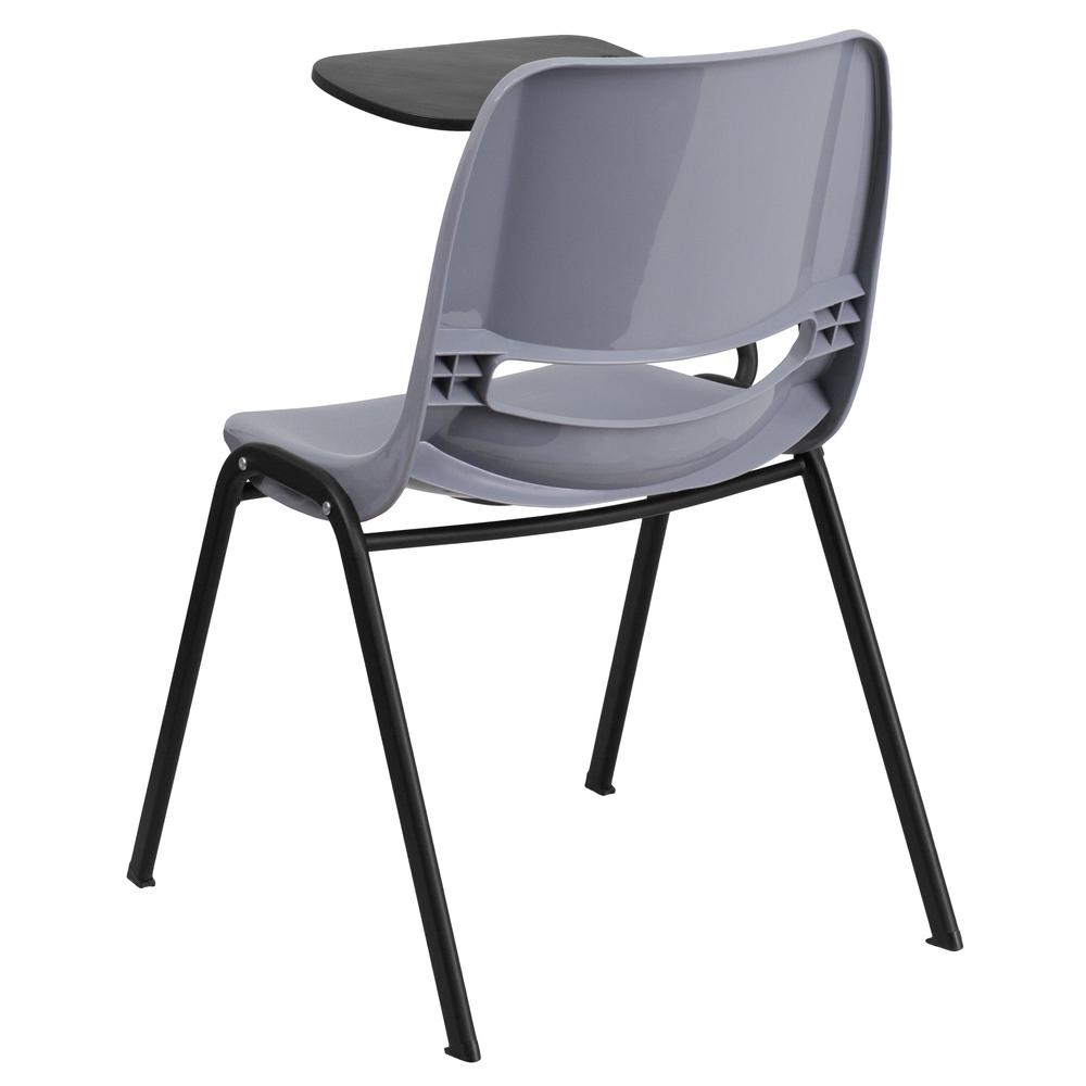 Gray Ergonomic Shell Chair with Right Handed Flip-Up Tablet Arm - Flash Furniture