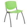 Green Plastic Stack Chair with Titanium Gray Powder Coated Frame - Flash Furniture