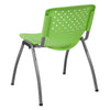 Green Plastic Stack Chair with Titanium Gray Powder Coated Frame - Flash Furniture
