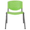 Green Plastic Stack Chair with Titanium Gray Powder Coated Frame - Flash Furniture