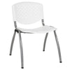White Plastic Stack Chair with Titanium Gray Powder Coated Frame - Flash Furniture