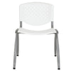 White Plastic Stack Chair with Titanium Gray Powder Coated Frame - Flash Furniture