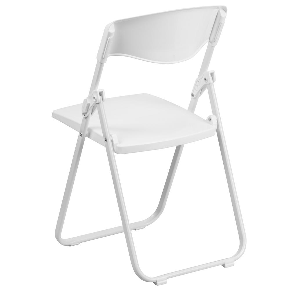 HERCULES Series 500 lb. Capacity Heavy Duty White Plastic Folding Chair with Built-in Ganging Brackets - Flash Furniture