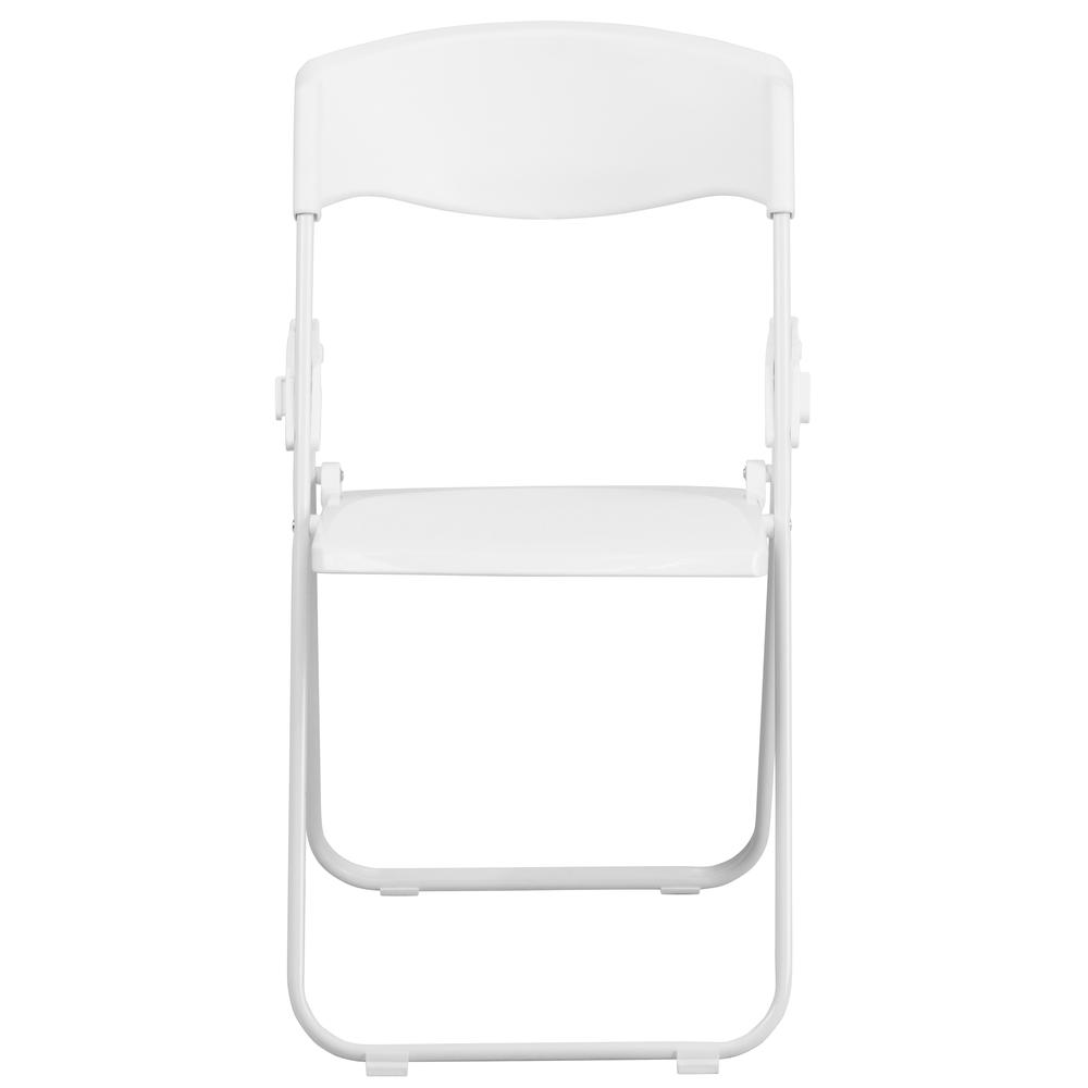 HERCULES Series 500 lb. Capacity Heavy Duty White Plastic Folding Chair with Built-in Ganging Brackets - Flash Furniture