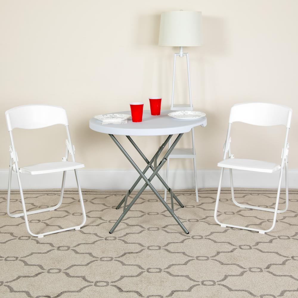 HERCULES Series 500 lb. Capacity Heavy Duty White Plastic Folding Chair with Built-in Ganging Brackets - Flash Furniture