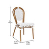 Bistro Stacking Chair, White and Gray PE Rattan and Bamboo Print Aluminum Frame - Flash Furniture