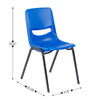 Classroom Stack Chair with Powder-Coated Frame and Navy Ergonomic Back and Seat - Flash Furniture