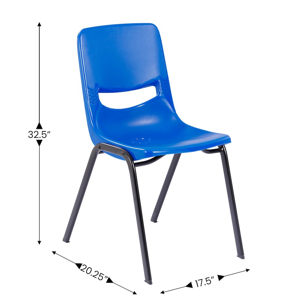 Classroom Stack Chair with Powder-Coated Frame and Navy Ergonomic Back and Seat - Flash Furniture