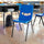 Classroom Stack Chair with Powder-Coated Frame and Navy Ergonomic Back and Seat - Flash Furniture