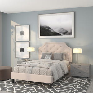 Full Size Tufted Upholstered Platform Bed in Beige Fabric - Flash Furniture