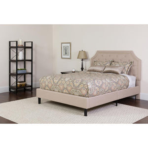 King Size Tufted Upholstered Platform Bed in Beige Fabric - Flash Furniture