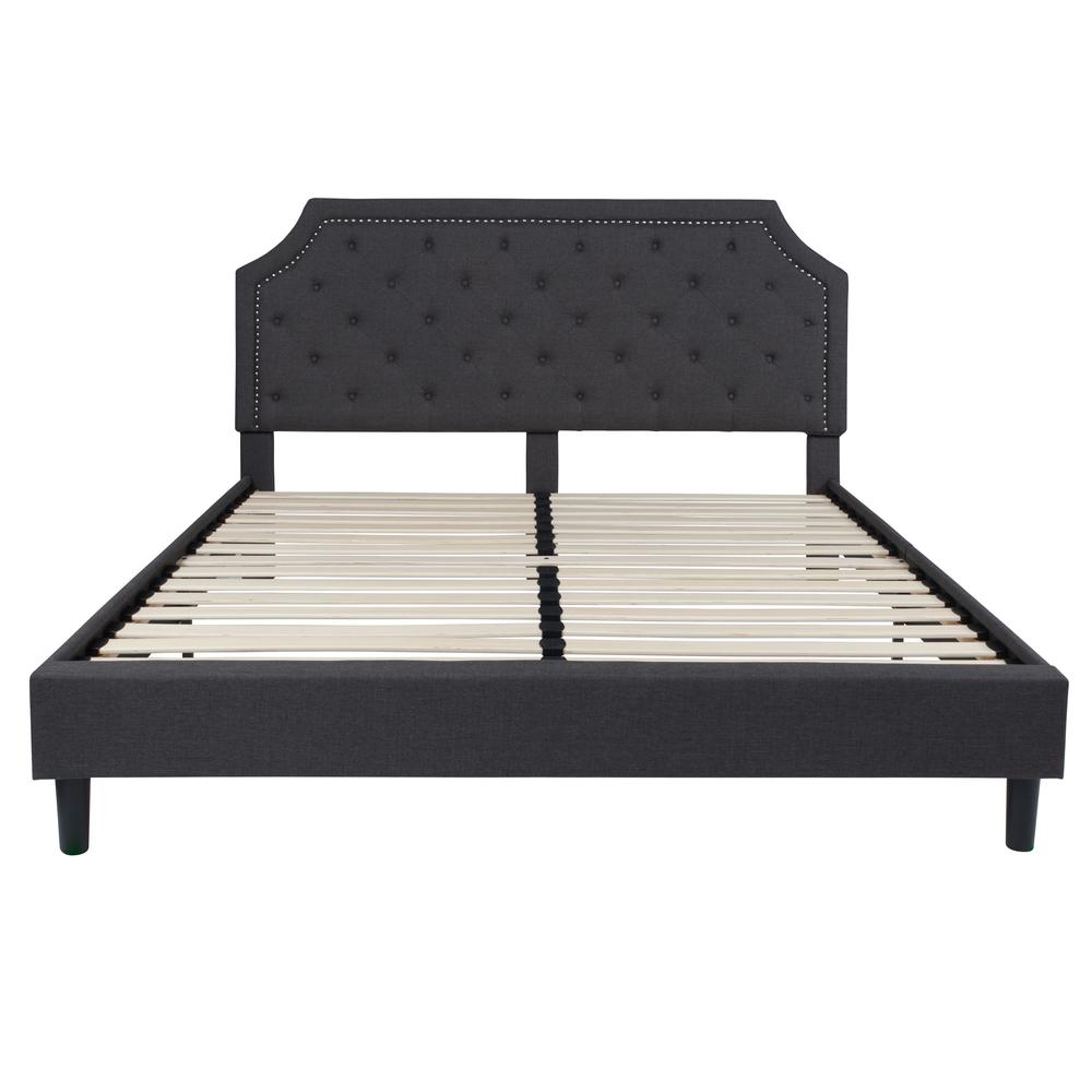 King Size Tufted Upholstered Platform Bed in Dark Gray Fabric - Flash Furniture