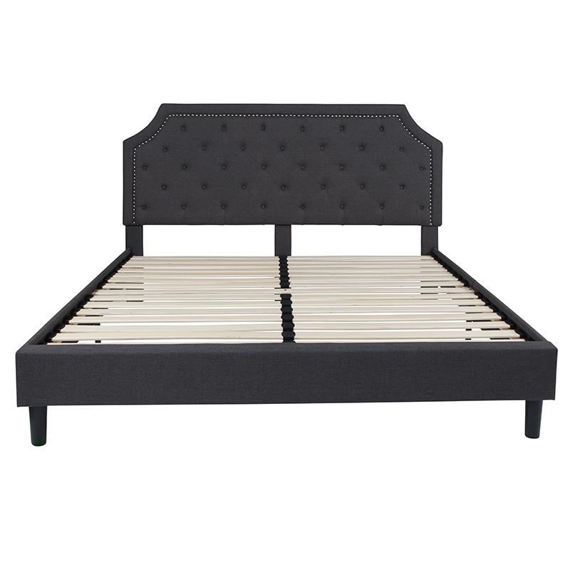 King Size Tufted Upholstered Platform Bed in Dark Gray Fabric - Flash Furniture