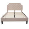 Queen Size Tufted Upholstered Platform Bed in Beige Fabric - Flash Furniture