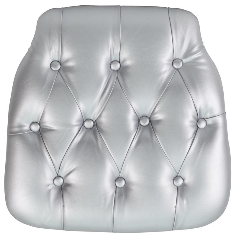 Hard Silver Tufted Vinyl Chiavari Chair Cushion - Flash Furniture