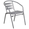 Silver Metal Restaurant Stack Chair with Aluminum Slats - Flash Furniture