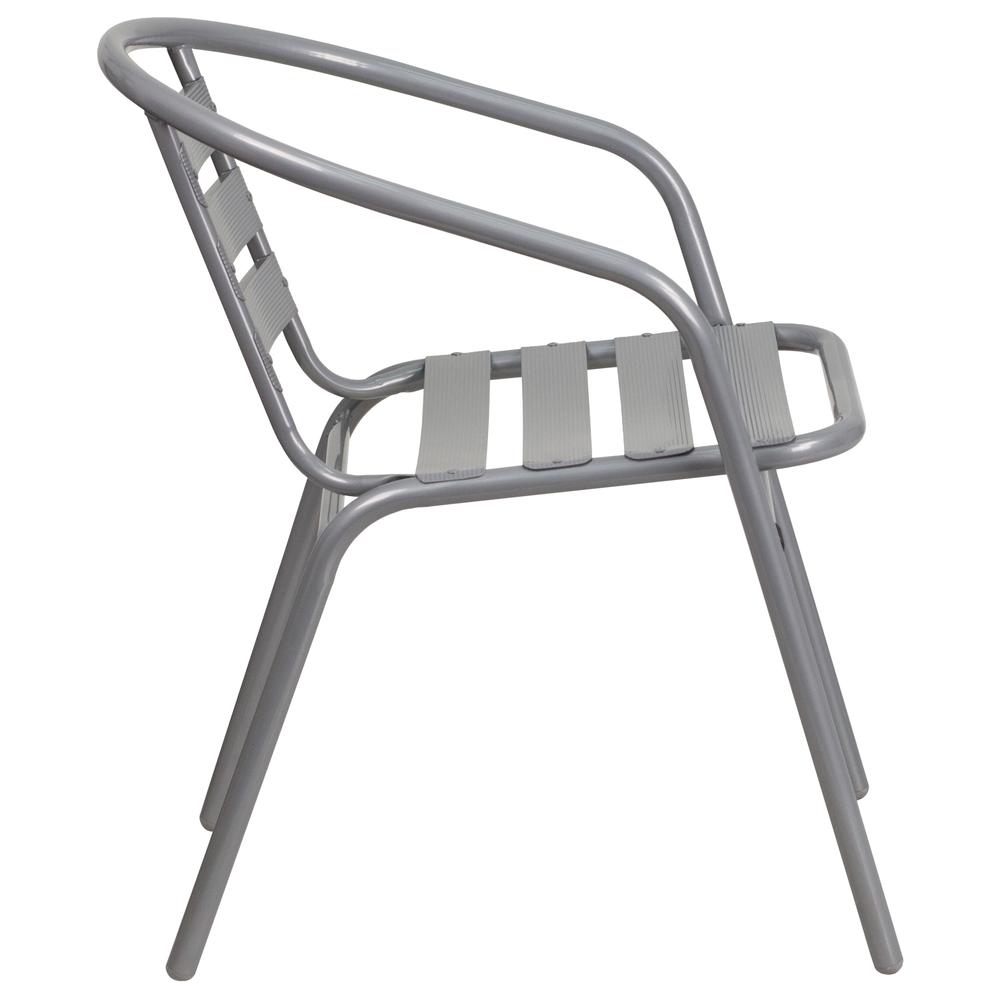 Silver Metal Restaurant Stack Chair with Aluminum Slats - Flash Furniture