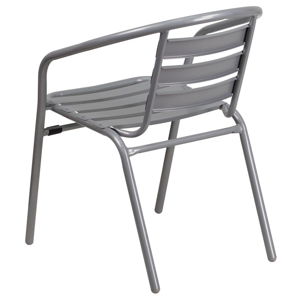 Silver Metal Restaurant Stack Chair with Aluminum Slats - Flash Furniture