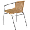 Commercial Aluminum and Beige Rattan Indoor-Outdoor Restaurant Stack Chair - Flash Furniture