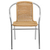 Commercial Aluminum and Beige Rattan Indoor-Outdoor Restaurant Stack Chair - Flash Furniture