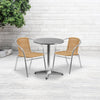 Commercial Aluminum and Beige Rattan Indoor-Outdoor Restaurant Stack Chair - Flash Furniture