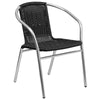 Commercial Aluminum and Black Rattan Indoor-Outdoor Restaurant Stack Chair - Flash Furniture