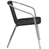 Commercial Aluminum and Black Rattan Indoor-Outdoor Restaurant Stack Chair - Flash Furniture