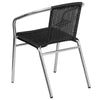 Commercial Aluminum and Black Rattan Indoor-Outdoor Restaurant Stack Chair - Flash Furniture
