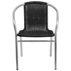 Commercial Aluminum and Black Rattan Indoor-Outdoor Restaurant Stack Chair - Flash Furniture
