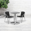 Commercial Aluminum and Black Rattan Indoor-Outdoor Restaurant Stack Chair - Flash Furniture