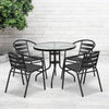 31.5'' Round Tempered Glass Metal Table - Flash Furniture