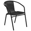 23.5'' Square Glass Metal Table with 2 Black Rattan Stack Chairs - Flash Furniture