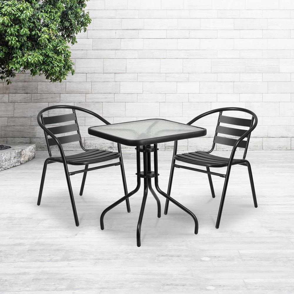 23.5'' Square Tempered Glass Metal Table - Flash Furniture