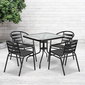 31.5'' Square Tempered Glass Metal Table - Flash Furniture