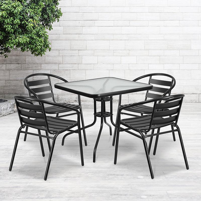 31.5'' Square Tempered Glass Metal Table - Flash Furniture