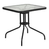 28'' Square Tempered Glass Metal Table with Black Rattan Edging - Flash Furniture
