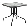 28'' Square Tempered Glass Metal Table with Gray Rattan Edging - Flash Furniture