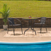 28'' Round Tempered Glass Metal Table with Black Rattan Edging - Flash Furniture