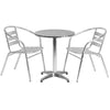 23.5'' Round Aluminum Indoor-Outdoor Table Set with 2 Slat Back Chairs - Flash Furniture