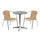 23.5'' Round Aluminum Indoor-Outdoor Table Set with 2 Beige Rattan Chairs - Flash Furniture