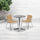 23.5'' Round Aluminum Indoor-Outdoor Table Set with 2 Beige Rattan Chairs - Flash Furniture