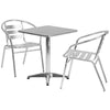 23.5'' Square Aluminum Indoor-Outdoor Table Set with 2 Slat Back Chairs - Flash Furniture