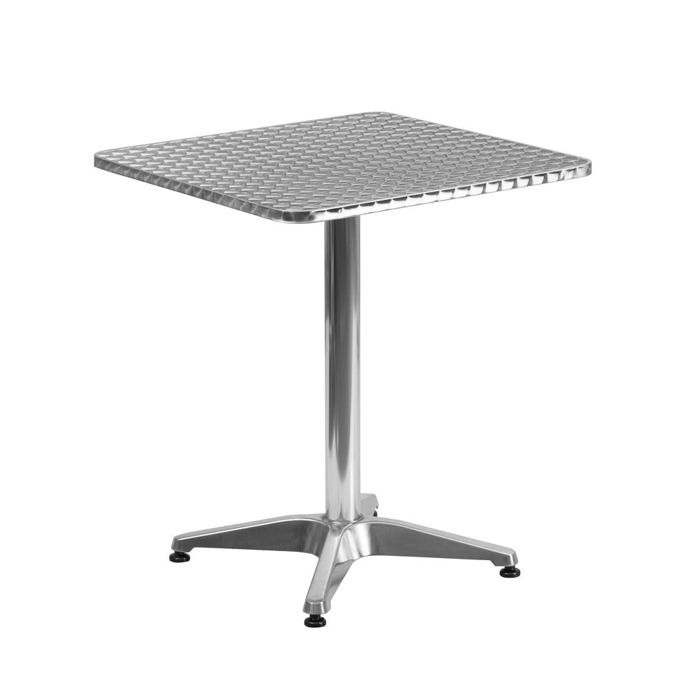 23.5'' Square Aluminum Indoor-Outdoor Table Set with 4 Slat Back Chairs - Flash Furniture