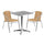 23.5'' Square Aluminum Indoor-Outdoor Table Set with 2 Beige Rattan Chairs - Flash Furniture