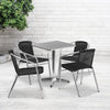 23.5'' Square Aluminum Indoor-Outdoor Table Set with 4 Black Rattan Chairs - Flash Furniture