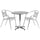 27.5'' Round Aluminum Indoor-Outdoor Table Set with 2 Slat Back Chairs - Flash Furniture