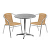 27.5'' Round Aluminum Indoor-Outdoor Table Set with 2 Beige Rattan Chairs - Flash Furniture