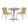 27.5'' Round Aluminum Indoor-Outdoor Table Set with 2 Beige Rattan Chairs - Flash Furniture