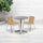 27.5'' Round Aluminum Indoor-Outdoor Table Set with 2 Beige Rattan Chairs - Flash Furniture